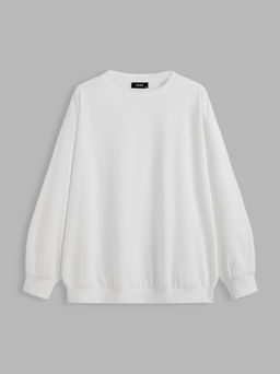 Cider - Cotton-blend Round Neckline Solid Sweatshirt Curve & Plus