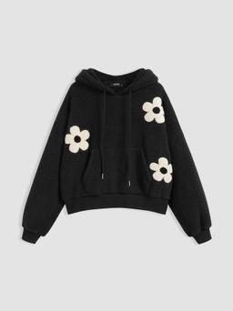 Cider - Fleece Floral Knotted Hoodie