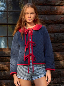 Cider - Tie Front Quilted Puffer Jacket