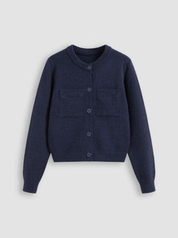 Cider - Round Neckline Solid Button Cardigan