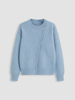 Cider - Knit Wool-blend Asymmetrical Button Up Oversized Long Sleeve Sweater