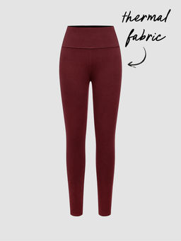 Cider - Thermal Cotton-blend Mid Rise Solid Legging