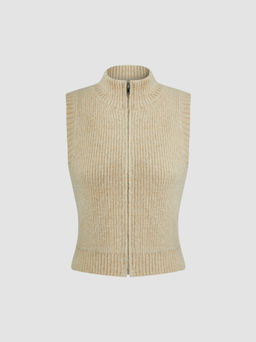 Cider - Knit High Neck Zip Through Vest