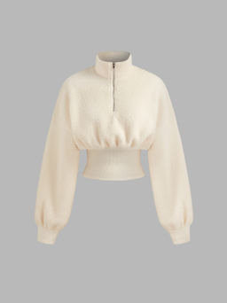 Cider - Fleece Zip Through Cropped Sweatshirt