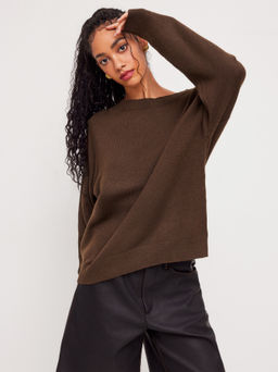 Cider - Knit Asymmetrical Neck Oversized Sweater