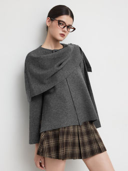 Cider - Knit Asymmetrical Neck Split Cardigan