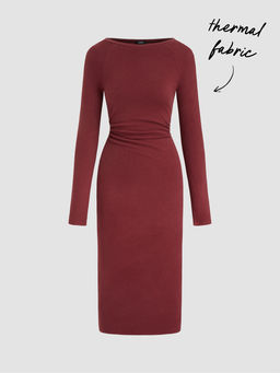 Cider - Thermal Cotton-blend Ruched Dress