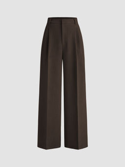 Cider - Mid Rise Pleated Wide Leg Trousers