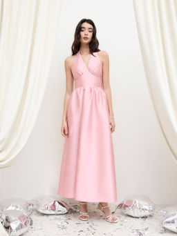 Cider - Halter Neckline Bowknot Dress