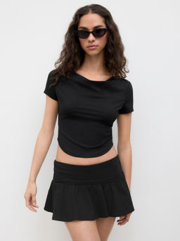 Cider - Cowl Neck Short Sleeve Top
