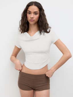 Cider - Cowl Neck Short Sleeve Top