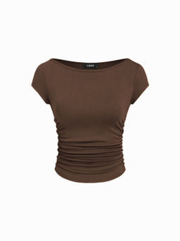 Cider - Boat Neck Ruched Top