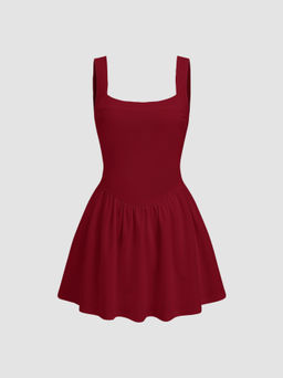 Cider - Square Neck Ruffle Mini Dress