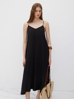 Cider - V-neck Knotted Slip Midi Dress