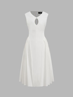 Cider - V-neck Cut Out Ruffle Hem Dress