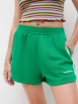 Cider - 100% Cotton Side Stripe Embroidery Elastic Waist Micro Shorts
