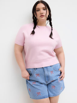 Cider - Knit Bowknot Cut Out Top Curve & Plus