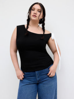 Cider - Asymmetrical Neck Knotted Ruched Top Curve & Plus