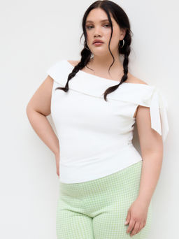 Cider - Boat Neck Bowknot Ruched Tank Top Curve & Plus