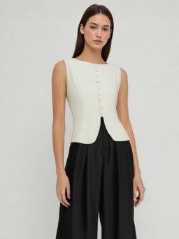 Cider - Linen-blend Boat Neck Knotted Vet