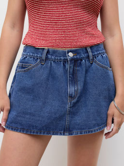 Cider - Denim Low Rise Micro Mini Skirt