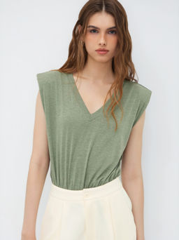 Cider - V-neck Sleeveless Bodysuit