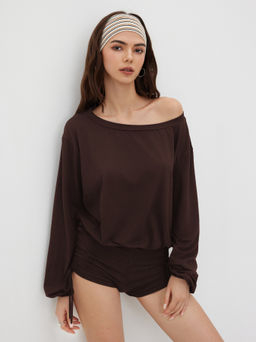 Cider - Asymmetrical Neck Drawstring Romper