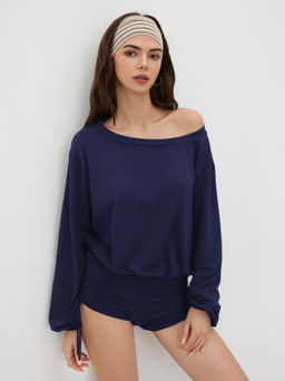 Cider - Asymmetrical Neck Drawstring Romper