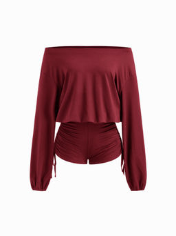 Cider - Asymmetrical Neck Drawstring Romper