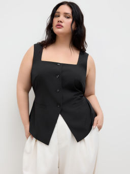 Cider - Square Neck Button Through Knotted Waistcoat Curve & Plus