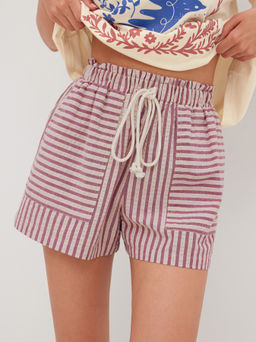 Cider - Drawstring Pull-On Striped Shorts