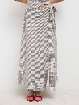 Cider - Linen-blend Mid Rise Stripe Knotted Skirt