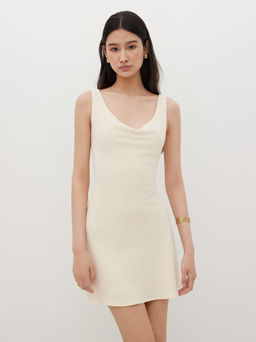 Cider - Linen-blend Cowl Neck Backless Mini Dress