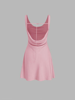 Cider - Linen-blend Cowl Neck Backless Mini Dress