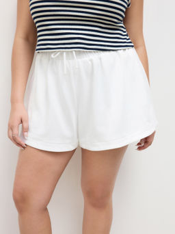 Cider - Terry Mid Rise Drawstring Split Shorts Curve & Plus