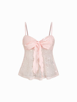 Cider - Sequins Sweetheart Knotted Cami Top