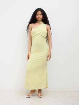 Cider - Halter Neckline Sequin Ruched Cami Dress With Scarf