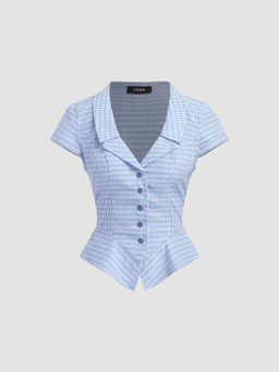 Cider - Cotton-blend Collar Check Button Shirt