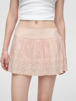Cider - 100% Cotton Mid Rise Broderie Anglaise Mini Skirt