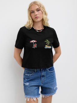 Cider - 100% Cotton Coconut Tree Beach Beading Tee