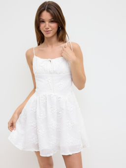 Cider - Cotton Floral Knotted Ruched Shirred Cami MIni Dress