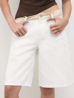 Cider - Denim Low Rise Patchy Bermuda Jorts