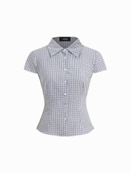 Cider - 100% Cotton Tartan Short Sleeve Blouse