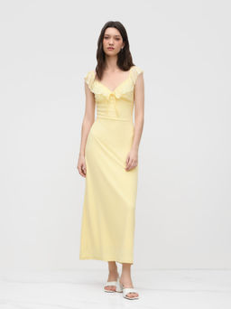 Cider - Sweetheart Ruffle Knotted Dress