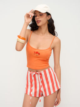 Cider - Terry Fish Beading Crop Cami Top