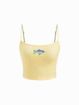 Cider - Terry Fish Beading Crop Cami Top