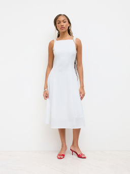 Cider - Square Neck Ruffle Midi Dress