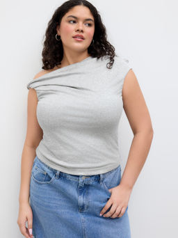 Cider - Asymmetrical Neck Ruched Top Curve & Plus