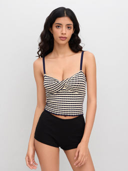 Cider - Knit Sweetheart Stripe Crop Cami Top