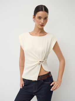 Cider - Cotton-blend Boat Neck Pierced Tank Top